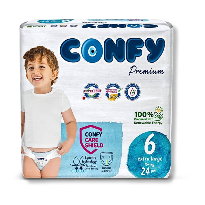Confy Premium 6 Numara Bebek Bezi Extralarge +15 KG 24 Adet - 1