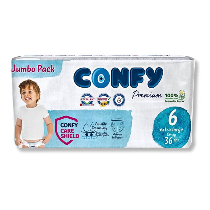 Confy Premium 6 Numara Bebek Bezi Extralarge +15 KG 36 Adet - 1