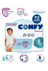 Confy Premium 6 Numara Bebek Bezi Extralarge +15 KG 72 Adet - 1