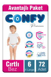 Confy Premium 6 Numara Bebek Bezi Extralarge +15 KG 72 Adet - 2
