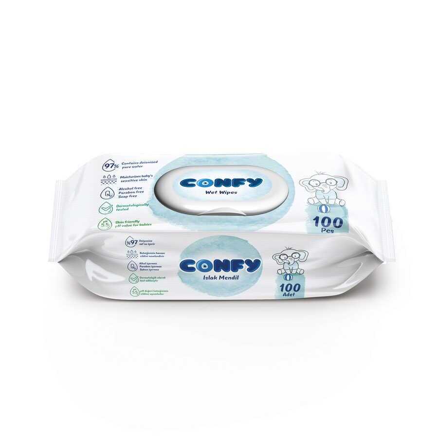 Confy Premium Islak Mendil Soft Care 100 'lü x 2 Paket (200 yaprak) - 2