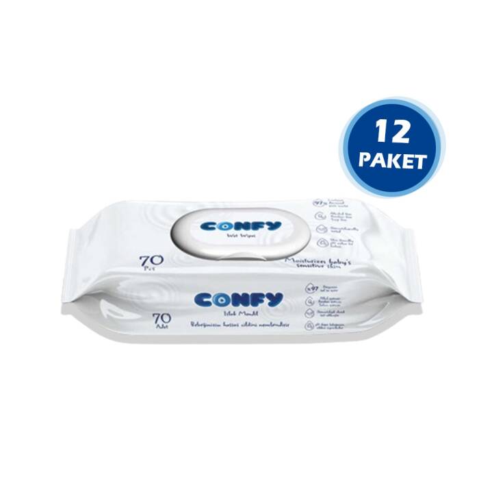 Confy Premium Islak Mendil Soft Care 70 Adet x 12 Paket 840 Yaprak - 1
