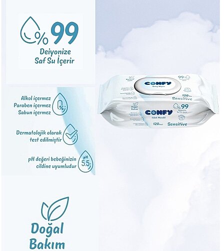 Confy Premium Konfor Seti : 4 Numara Bebek Bezi 48 Adet ve Sensitive ıslak mendil 120 Adet - 3