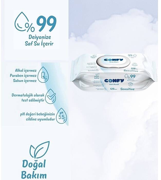 Confy Premium Konfor Seti : 4 Numara Bebek Bezi 48 Adet ve Sensitive ıslak mendil 120 Adet - 3
