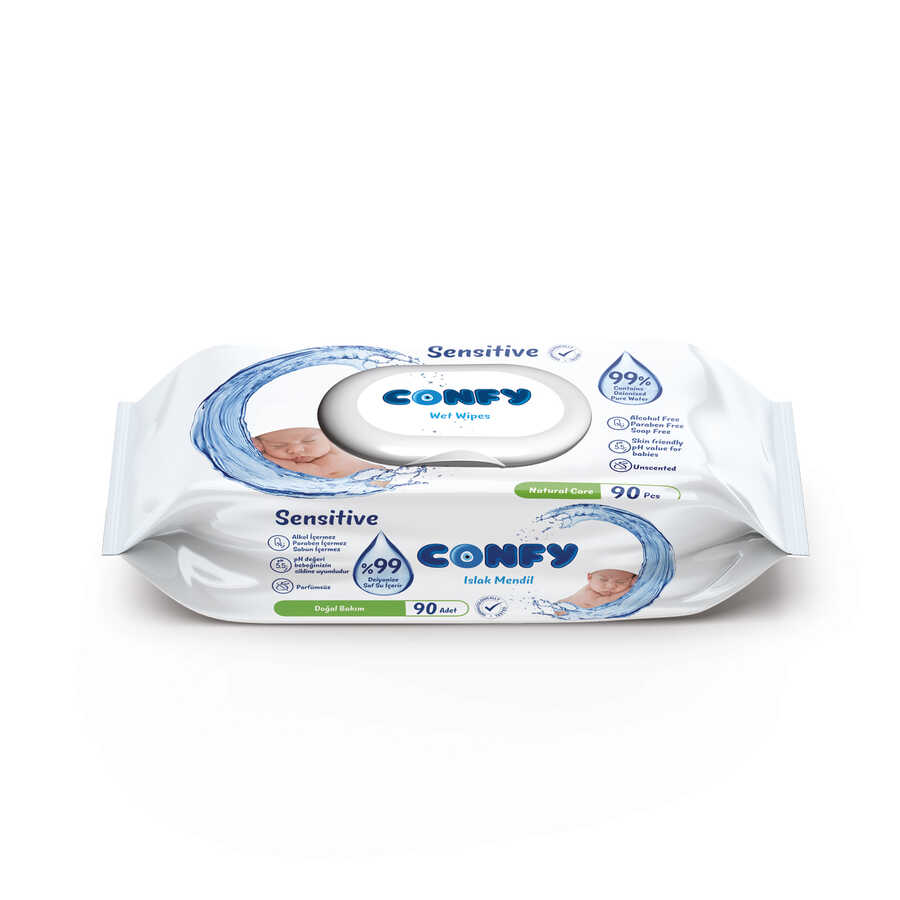 Confy Premium Sensitive Islak Mendil 90 Adet - 1