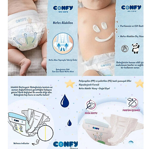 Confy Premium Yenidoğan Seti ( Bebek Bezi, Islak Mendil,Emzik, Biberon) - 4