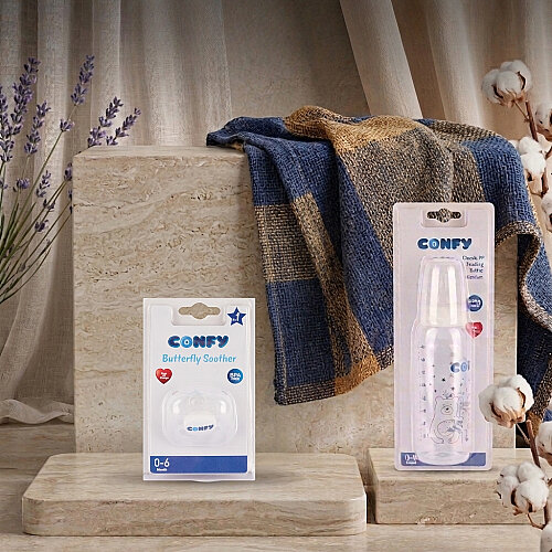 Confy Premium Yenidoğan Seti ( Bebek Bezi, Islak Mendil,Emzik, Biberon) - 3