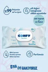 Confy Sensitive Bebeklere Özel Islak Mendil 12x120 - 1440 Yaprak - Confy Islak Mendil