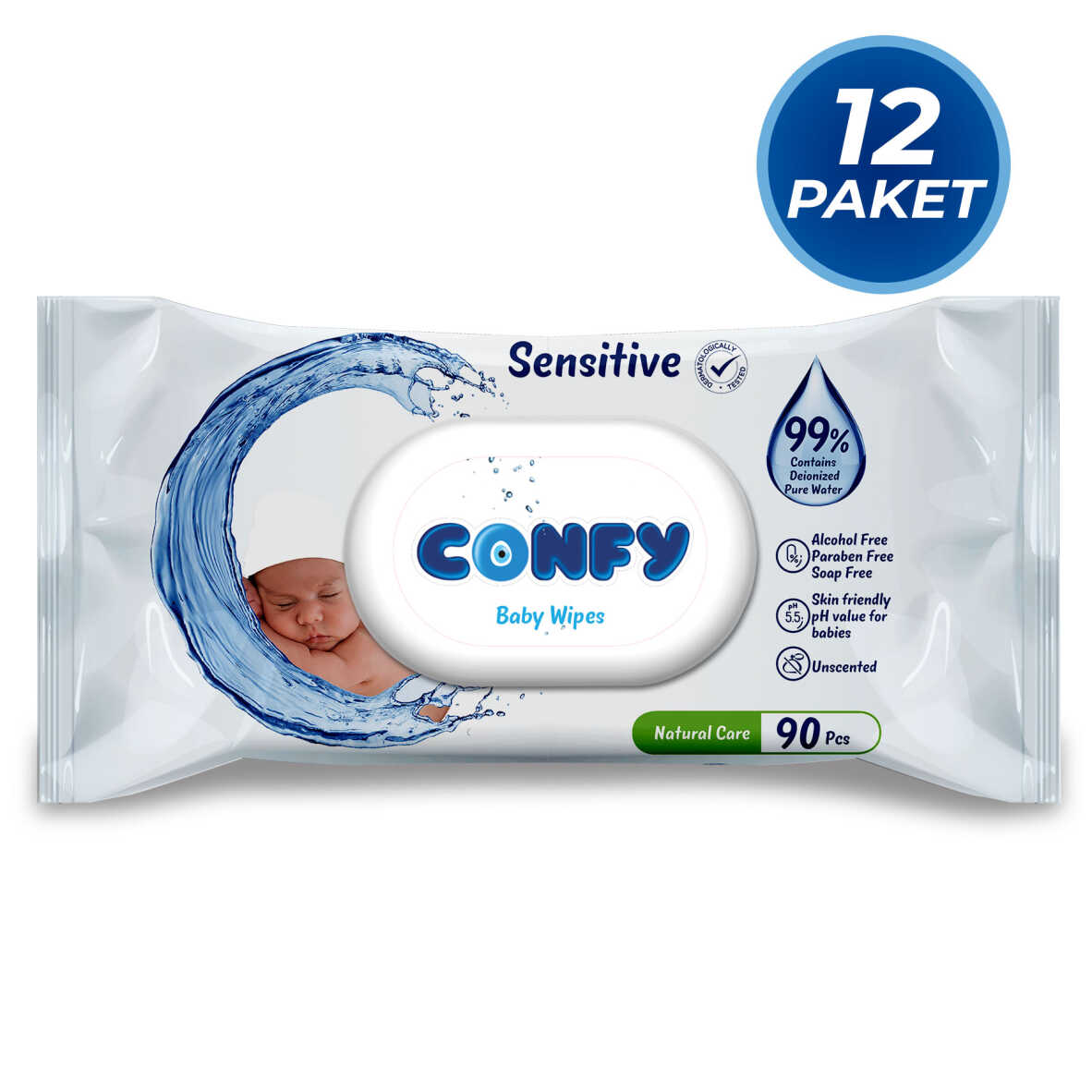 Confy Sensitive Bebeklere Özel Islak Mendil 12x90 - 1080 Yaprak - 2