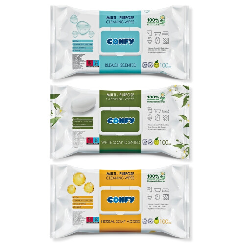 Confy Yüzey Temizlik Havlusu 3lü Set – Arap Sabunu, Beyaz Sabun, Çamaşır Suyu Ferahlığı (100 Yaprak x 3) - Confy