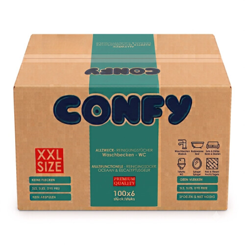 Confy Yüzey Temizlik Havlusu Mendili Okyanus & Okaliptüs Kokulu XXL 100’lü 1 KOLİ - Confy
