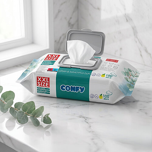 Confy Yüzey Temizlik Havlusu Mendili Okyanus & Okaliptüs Kokulu XXL 100’lü (100 Yaprak) Çok Amaçlı Temizleme - 3