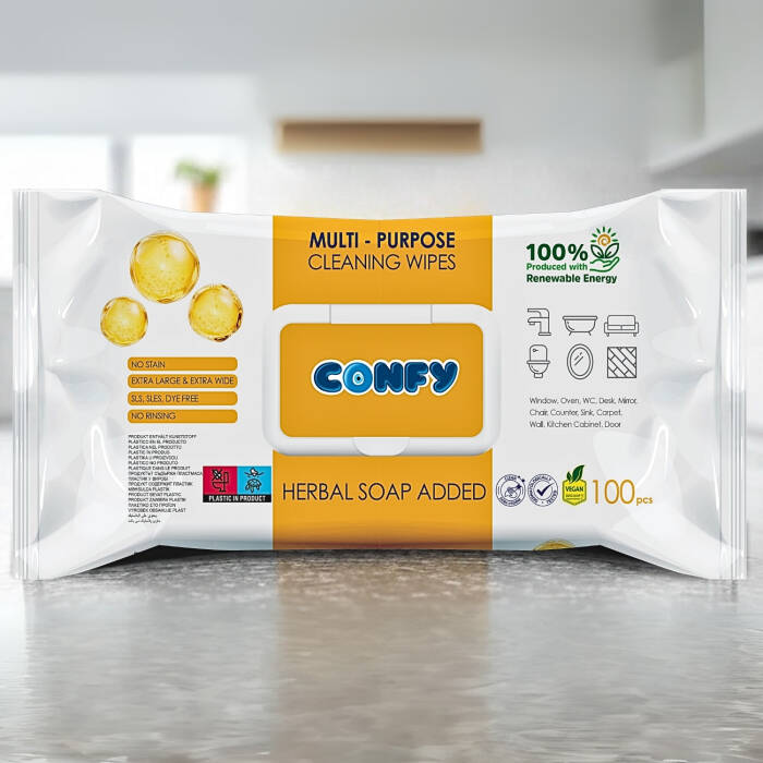 Confy Yüzey Temizlik Havlusu ve Mendili – Arap Sabunu Kokulu (100 Yaprak) - 5