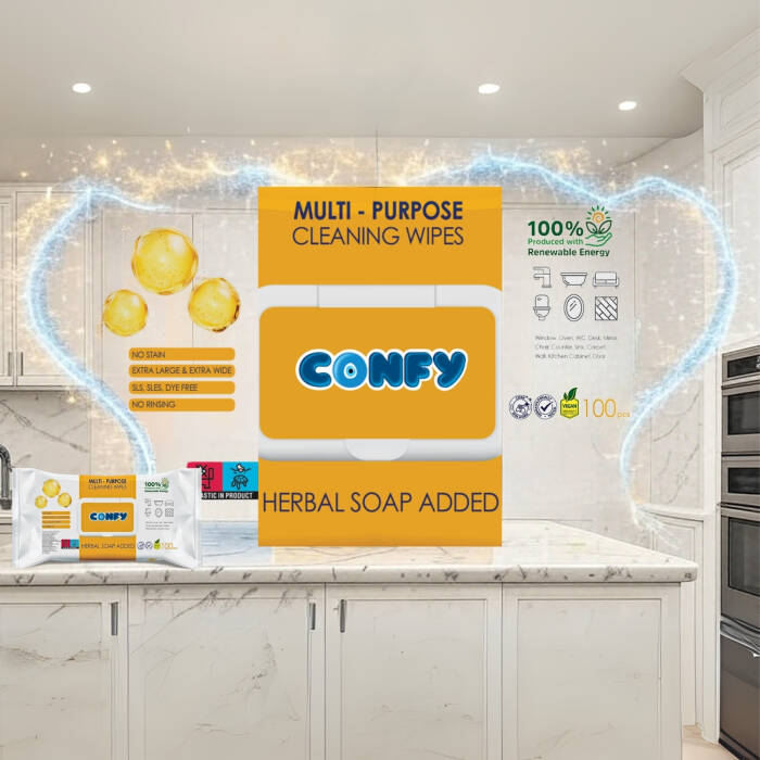 Confy Yüzey Temizlik Havlusu ve Mendili – Arap Sabunu Kokulu (100 Yaprak) - 4