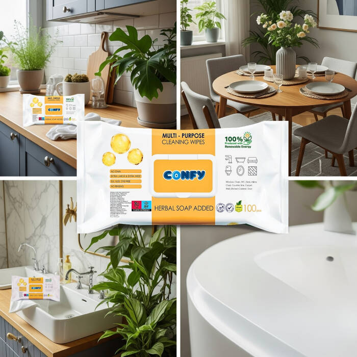 Confy Yüzey Temizlik Havlusu ve Mendili – Arap Sabunu Kokulu (2 Paket x 100 Yaprak) - 8