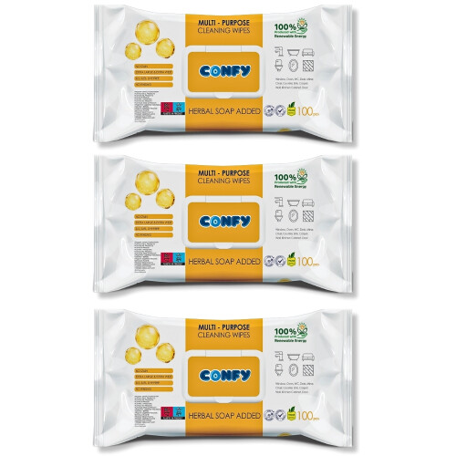 Confy Yüzey Temizlik Havlusu ve Mendili – Arap Sabunu Kokulu (3 Paket x 100 Yaprak) - Confy