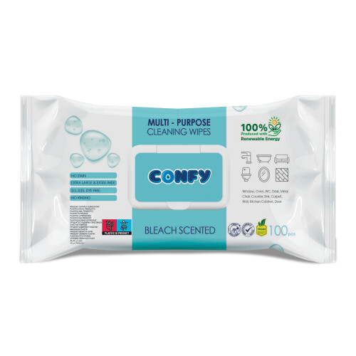 Confy Yüzey Temizlik Havlusu ve Mendili – Çamaşır Suyu Ferahlığı (100 Yaprak) - Confy