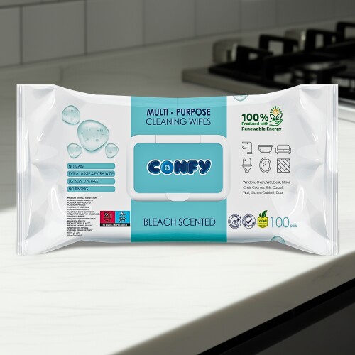 Confy Yüzey Temizlik Havlusu ve Mendili – Çamaşır Suyu Ferahlığı (100 Yaprak) - 3
