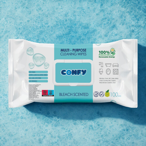 Confy Yüzey Temizlik Havlusu ve Mendili – Çamaşır Suyu Ferahlığı (100 Yaprak) - 2