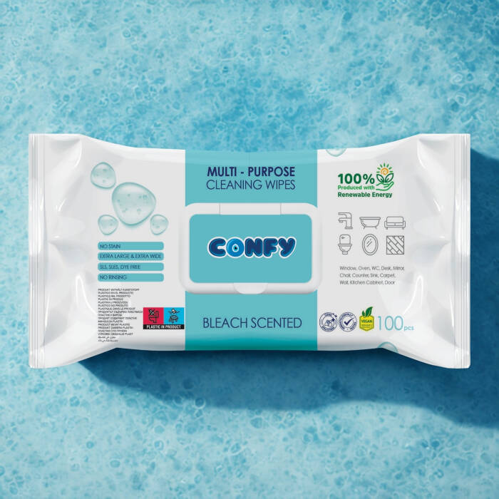 Confy Yüzey Temizlik Havlusu ve Mendili – Çamaşır Suyu Ferahlığı (100 Yaprak) - 2