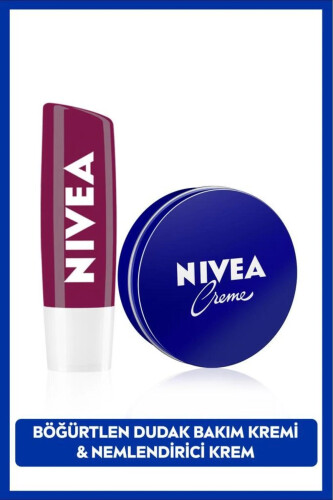 Creme Nemlendirici 30ml Ve Nemlendirici Böğürtlen Renkli Dudak Bakım Kremi 4.8gr, Hafif Bordo Işıltı - Nivea