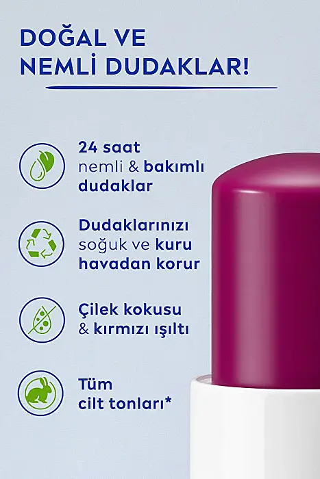 Creme Nemlendirici 30ml Ve Nemlendirici Böğürtlen Renkli Dudak Bakım Kremi 4.8gr, Hafif Bordo Işıltı - 4