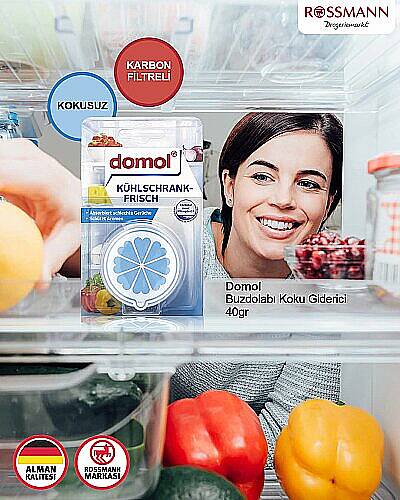 Domol Bulaşık Makinesi Koku Giderici 120 Yıkama 2x6 ml ve Kokusuz Buzdolabı Deodorantı Kartuş ve Karbon Fil - 2