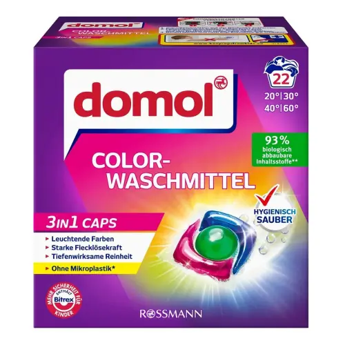 Domol Çamaşır Makinesi Deterjan Kapsülü 3in1 Renkli 22 Yıkama 517 gr - 1