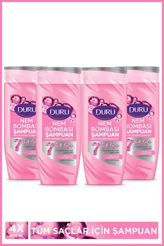 Duru Nem Bombası Tüm Saçlar İçin Şampuan 4x400 Ml - Duru