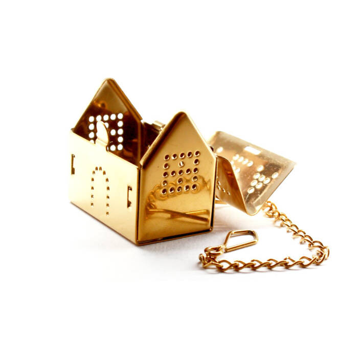 Ev Tasarımlı Gold Paslanmaz Çelik Çay Süzgeci - 1