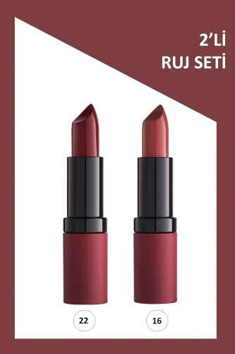 Golden Rose Velvet Matte Lipstick 2 li Ruj Seti - No: 22-16 - Golden Rose