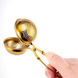 Küre Tasarımlı Gold Renkli Paslanmaz Çelik Çay Süzgeci - 3