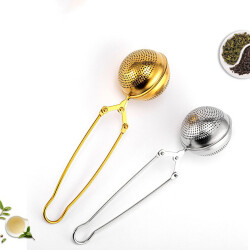 Küre Tasarımlı Gold Renkli Paslanmaz Çelik Çay Süzgeci - 6