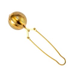 Küre Tasarımlı Gold Renkli Paslanmaz Çelik Çay Süzgeci - 1