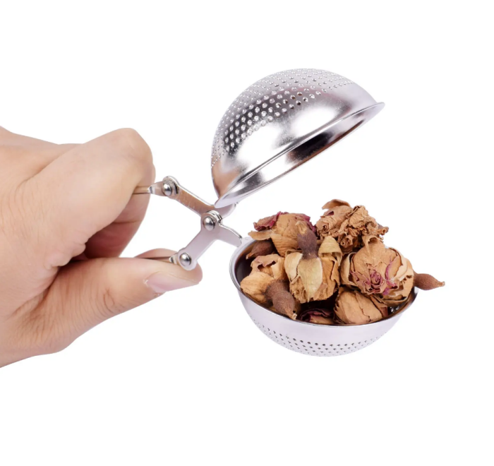 Lüks Küre Tasarımlı Silver Renkli Paslanmaz Çelik Çay Süzgeci - 2