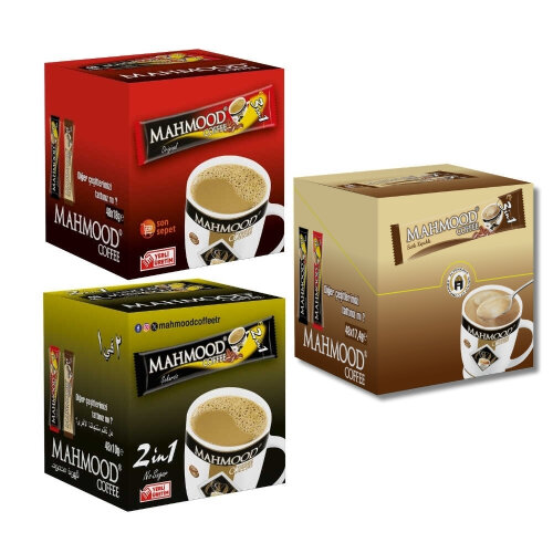 Mahmood Coffee 3'ü1 Arada ve 3'ü1 Arada Sütlü Köpüklü ve 2'si1 Arada 3'lü Set 48 Adet - Mahmood Coffee