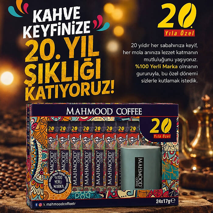 Mahmood Coffee 3'ü 1 Arada Hazır Kahve 24 Adet x 17 G (20. yıl) - 1