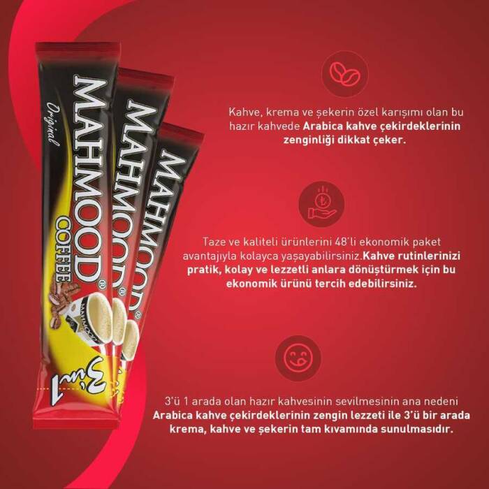 Mahmood Coffee 3'ü 1 Arada Hazır Kahve 48 Adet x 18 G - 4