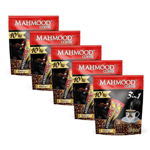 Mahmood Coffee 3'ü 1 Arada Kahve 18 g x 10 Adet x 5'li Paket - Mahmood Coffee