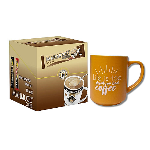 Mahmood Coffee 3'ü 1 Arada Sütlü Köpüklü 48 Adet ve Kupa Bardak - Mahmood Coffee
