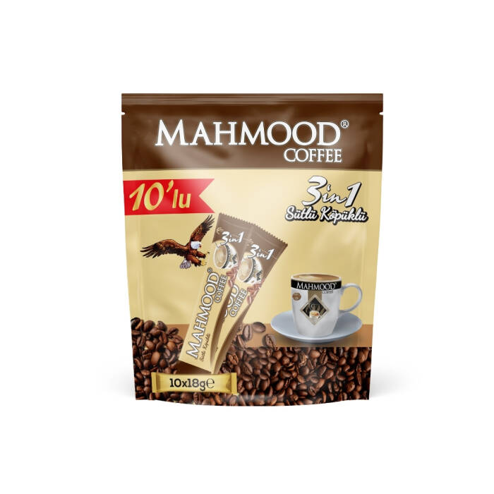 Mahmood Coffee 3'ü 1 Arada Sütlü Köpüklü Kahve 18 g x 10 Adet x 10'lu Paket - 4
