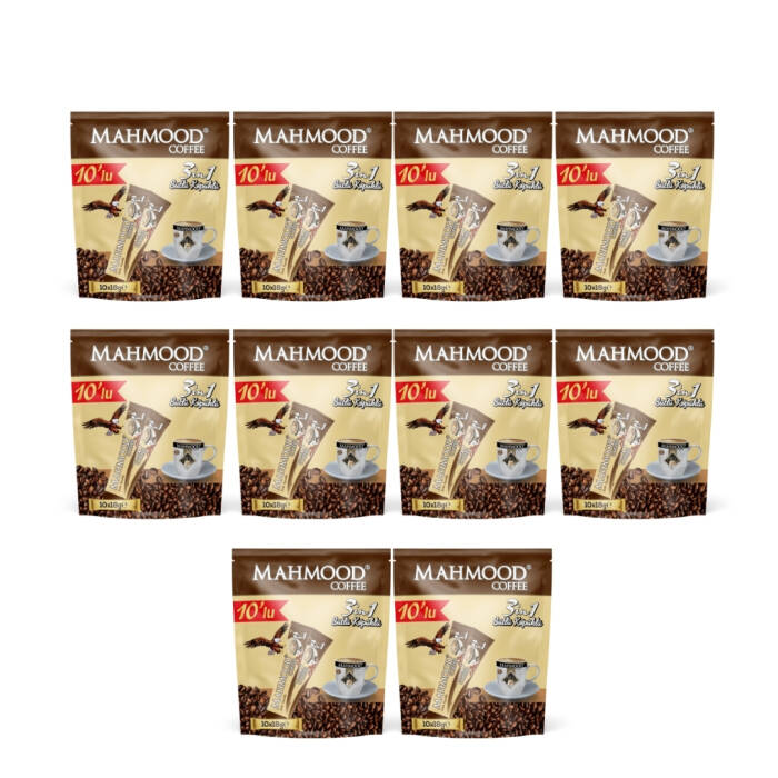 Mahmood Coffee 3'ü 1 Arada Sütlü Köpüklü Kahve 18 gr x 10 Adet x 10'lu Paket - 1