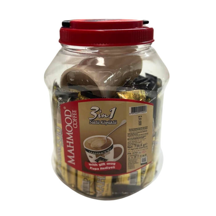 Mahmood Coffee 3'ü 1 Arada Sütlü Köpüklü Hazır Kahve Kavanoz 42 Adet Kupa Hediyeli - 1