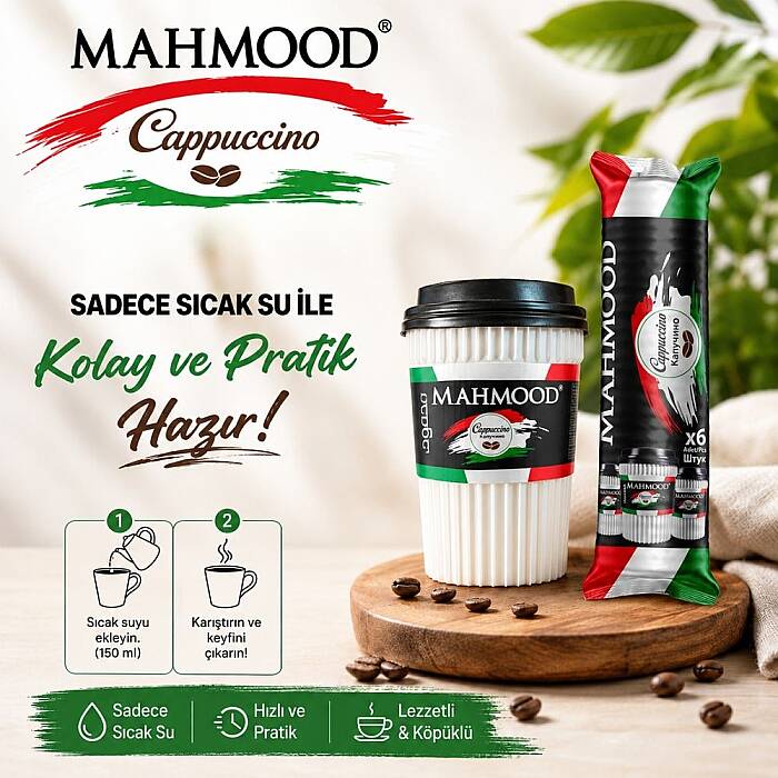 Mahmood Coffee Cappuccino Hazır Bardak Kahve 25 Gram x 6 Adet - 2