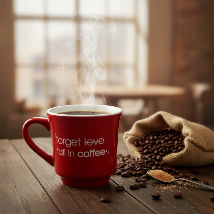 Mahmood Coffee Kırmızı Mottolu Porselen Kupa - 2