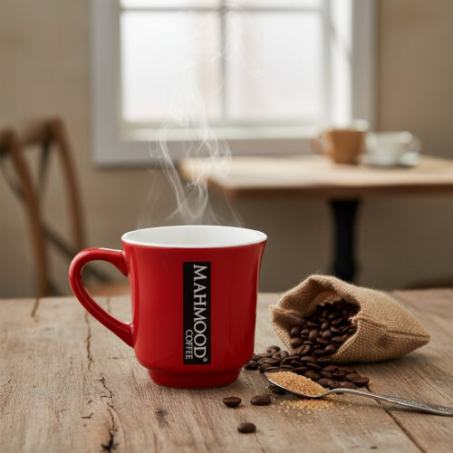 Mahmood Coffee Kırmızı Mottolu Porselen Kupa - Mahmood Coffee