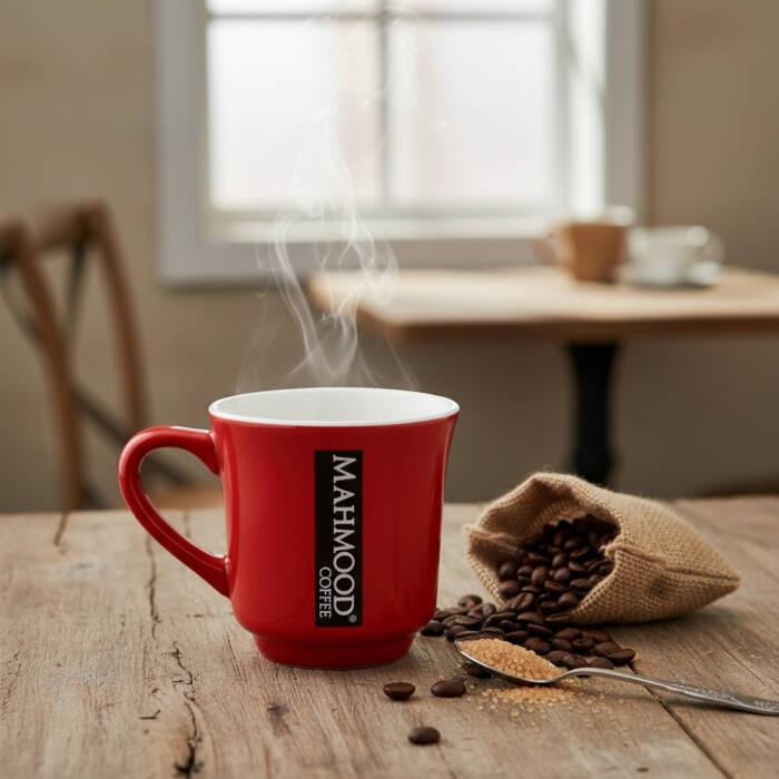 Mahmood Coffee Kırmızı Mottolu Porselen Kupa - 1