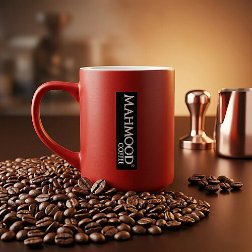 Mahmood Coffee Kırmızı Mottolu Porselen Kupa - Mahmood Coffee