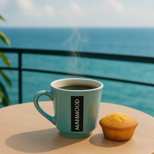 Mahmood Coffee Mavi Mottolu Porselen Kupa 