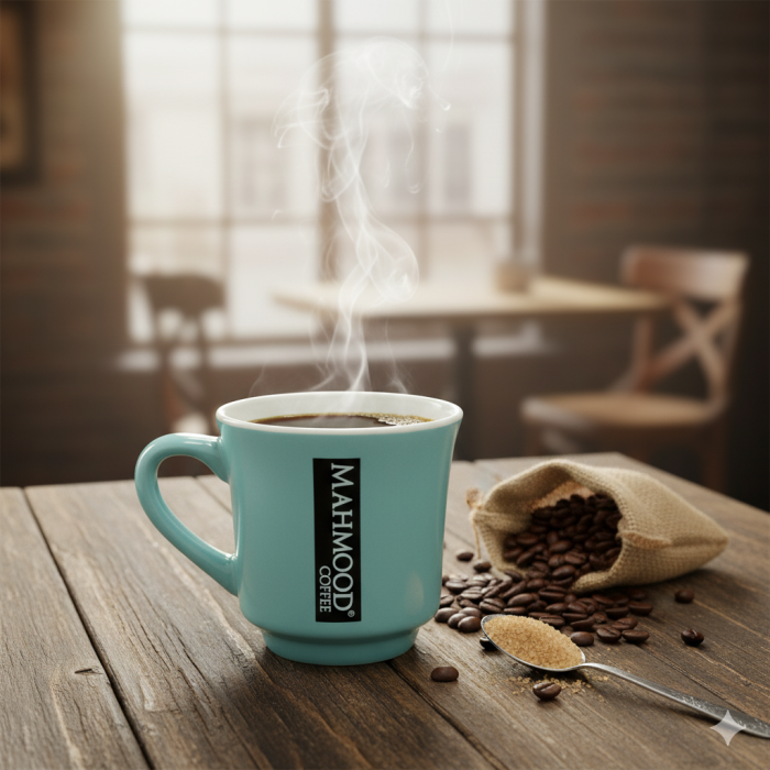 Mahmood Coffee Mavi Mottolu Porselen Kupa - 1